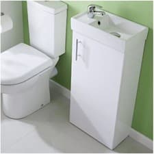 Image of Bathroom 400mm Floor Standing Basin Sink Vanity Unit Floor Standing Fluted Groov