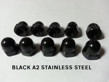 Image of BLACK STAINLESS STEEL DOME NUTS A2-70 Stainless Steel M3 M4 M5 M6 M8 M10 M12