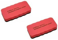 Image of Office Depot Magnetic Whiteboard Eraser Red Colour PACK OF 2