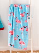 Image of Catherine Lansfield Beach Towel Flamingo 76 x 160cm 100% Cotton 320GSM Multi