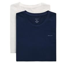 Image of GANT Crew Neck T-Shirt 2 Pack - Navy/White