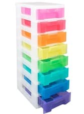 Image of REALLY USEFUL STORAGE BOXES 8 x 7 LITRE CLEAR TOWER RAINBOW DRAWERS Fast Deliver