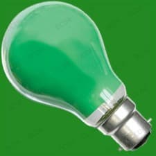 Image of 6x 15W GE Green Incandescent Coloured Dimmable GLS Light Bulb Bayonet BC B22