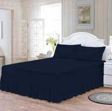 Image of Base Valance Sheets Polycotton Plain Box Pleated Platform Bed Sheets in All Size