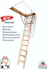 Image of Optistep OLE Wooden 3-Section Folding Loft Ladder 70cm x 120cm Free Stile Ends