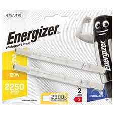 Image of Energizer Linear 118mm R7S J118 2250lm Halogen Bulbs 120W Dimmable, Pack of 2