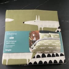 Image of Scion Mr Fox Green 100% Cotton Single Size Duvet with Single Pillowcase - NWT