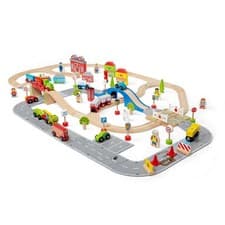 Image of Bigjigs Rail Wooden City Road and Railway Train Track Set Play Set