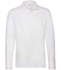 Image of Fruit of the Loom Premium Long Sleeve Cotton Piqué Polo Shirt Casual TOP S-3XL