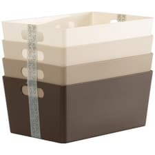 Image of Wham Storage Set of 4 Natural Tone Gradient Textured 4.02 Plastic Studio Baskets