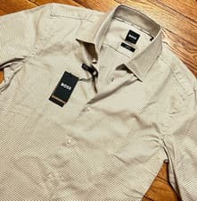 Image of Hugo Boss Hank Kent LS Button Down Shirt Gingham Slim NWT 15x38 Size Small
