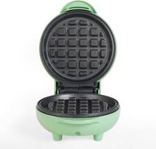 Image of Giles & Posner Mini Waffle Maker EK4214GSGR Non-Stick Compact 11.5cm Green