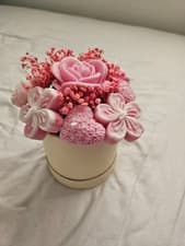 Image of Soy Wax Candle Flower Bouquet Box Scented Vanilla Gift Present Eternal Flowers