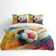 Image of 3D Football Print Duvet Cover Set Microfiber Bedding Set Kids Adults Bed Decor