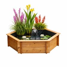 Image of Raised Hexagon Garden Solar Pond Set with Solar Powered Water Pump Fountain