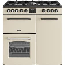 Image of Belling 444411821 Farmhouse 90DF 90cm Dual Fuel Range Cooker 5 Burners Cream