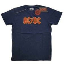 Image of AC/DC 'Logo' Navy Blue Snow Wash T shirt - NEW