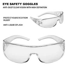 Image of Safety Glasses Eye Protection Anti Dust Work Lab Clear PPE Spectacles Eyewear