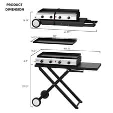 Image of Gas Grill Griddle Portable Plancha BBQ Stainless Steel Burner Hot Plate Camping