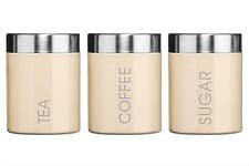 Image of SET OF 3 TEA COFFEE SUGAR CANISTERS KITCHEN STORAGE POTS JARS