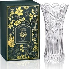 Image of 30 CM Crystal Glass Vase with Premium Gift Box - Large Clear Vases for Flowers,