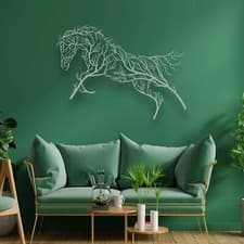 Image of Tree Horse Metal Wall Decor, Home Decoration,Wall Sign,Wall Art,Minimalist Art