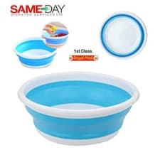 Image of Collapsible Round Bowl Wash Basin Small Space Saving Camping Washing Up 32cm 5L