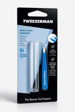 Image of Tweezerman Tweezers Stainless Steel Slanted Eyebrow Hair Pluckers Mini Blue