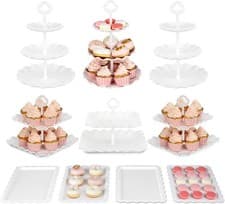 Image of Pack of 10 NWK Cake Stand Set, with 3 x Two-Tier and 3 x Three-Tier Cupcake
