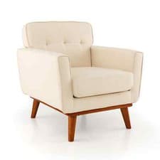 Image of Costway Modern Accent Chair Upholstered Linen Fabric Armchair