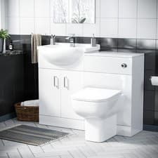 Image of Dyon 950mm Vanity Basin Unit, WC Unit & Rimless Back to Wall Toilet White