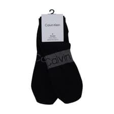 Image of Calvin Klein Sneaker Ankle Trainer Socks Black Sports Logo Brand - 2 Pack