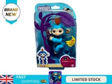 Image of Fingerlings Baby Monkey Interactive Toy Blue Wow Wee 40 Plus Sounds New