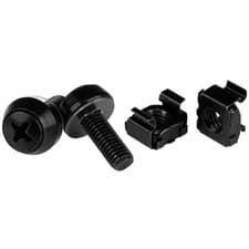 Image of StarTech M6 x 12mm - Screws and Cage Nuts - 100 Pack Black