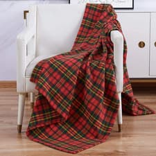 Image of Soft and Warm Double 150X200Cm Tartan Check Printed Fleece Throw for Sofa Bed Tr