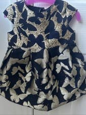 Image of Mamas & Papas Navy & Gold Floral Baby Girls Dress Sizes 3-6months New Occasion
