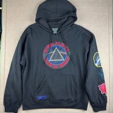 Image of Pink Floyd Sweatshirt Hoodie Men XL Black Prism Graphic Dark Side Patches