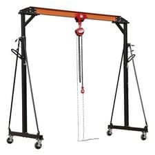 Image of Sealey SG1000KIT Portable Gantry Crane Adjustable 1tonne, Trolley & Chain Block