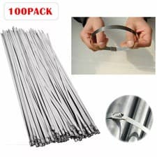 Image of 100Pcs Stainless Steel Metal Cable Zip Ties Self-locking Cable Tie Heavy Duty UK