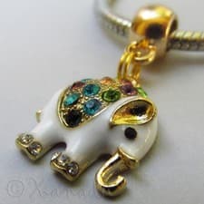 Image of Elephant Gold Plated Large Hole Rhinestone Charm For European Charm Bracelets