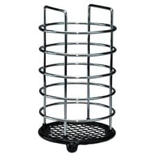 Image of Utensil Holder Chrome Cutlery Storage Black Plastic Drainer Caddy Rack Organiser