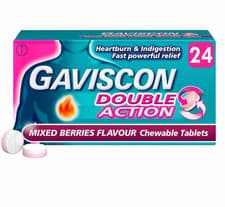 Image of Gaviscon Double Action Mixed Berries Flavour Chewable | 4 X 24 Total 96 Tablets