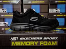 Image of SKECHERS MENS SHOES BLACK WALKING MEMORY FOAM GYM SOFT WALK SKETCHERS TRAINERS