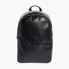 Image of ADIDAS ORIGINALS PU TREFOIL OUTLINE BACKPACK BLACK WORK SCHOOL RETRO MENS NEW