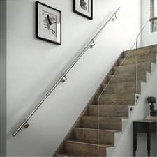 Image of Rothley Brushed Stainless Steel Handrail Kit 3.6m Easyfit Stair Bannister Rail