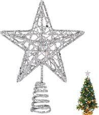 Image of Small Christmas Tree Topper Silver Star for Christmas Tree Metal Mini Xmas Star