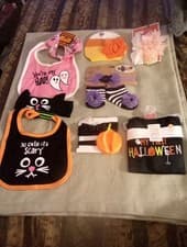 Image of MY 1ST HALLOWEEN Bundle 7 Pcs. Bibs,Headbands, Bodysuit,Socks NEW