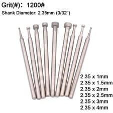 Image of 1mm-4mm Diamond Grinding Head Burr Bits 1200 Grit 2.35mm Shank For Rotary Tools