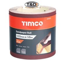 Image of TIMCO 115mmx10M Flexible Sandpaper Abrasive Roll for Wood, Metal & Multi-Surface