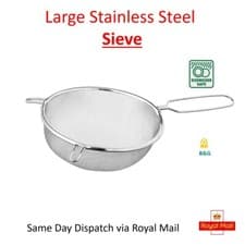 Image of Large Stainless Steel Strainer Sieve 20 cm diameter Dishwasher Safe